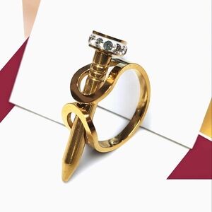 Nail Love Screw 18k Gold Plated Zircon Ring